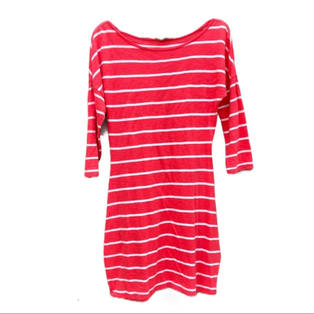 Express Coral Striped 3/4 Sleeve Summer Dress